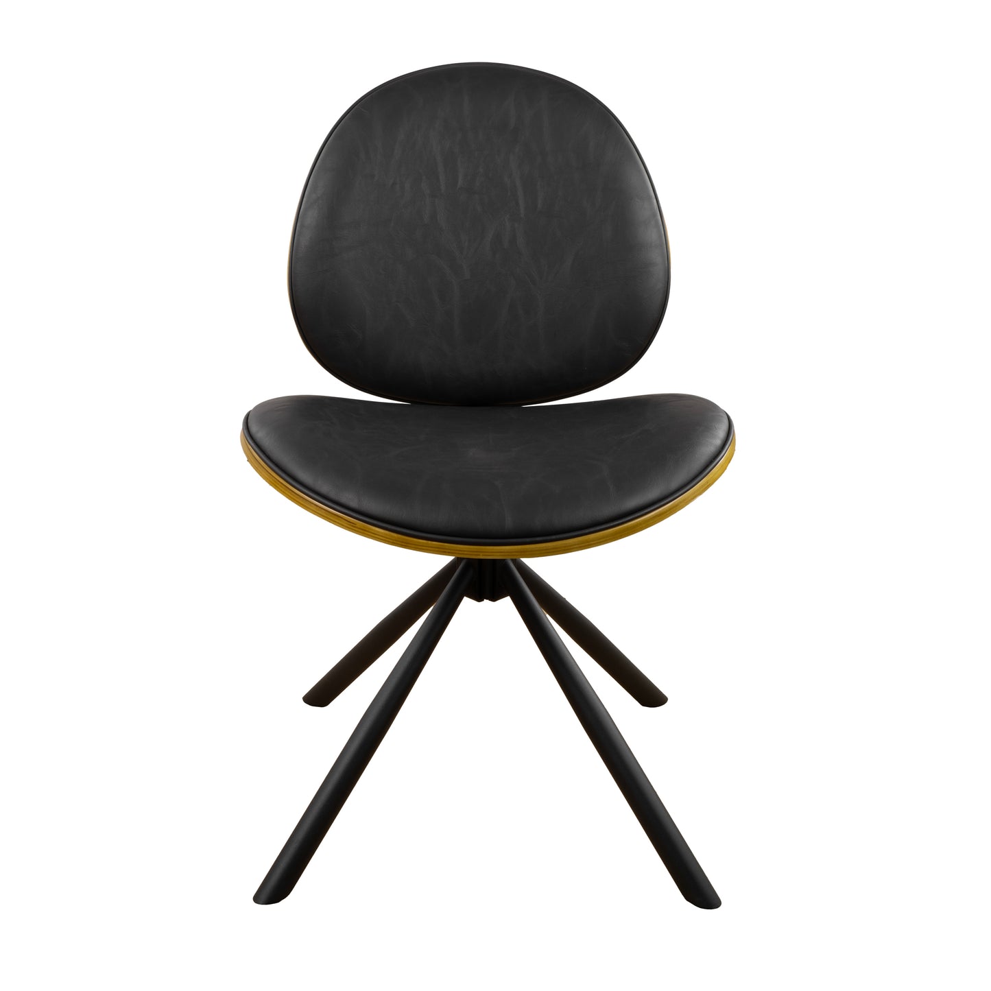 Black Upholstered Faux Leather And Metal Dining Side Chair-2