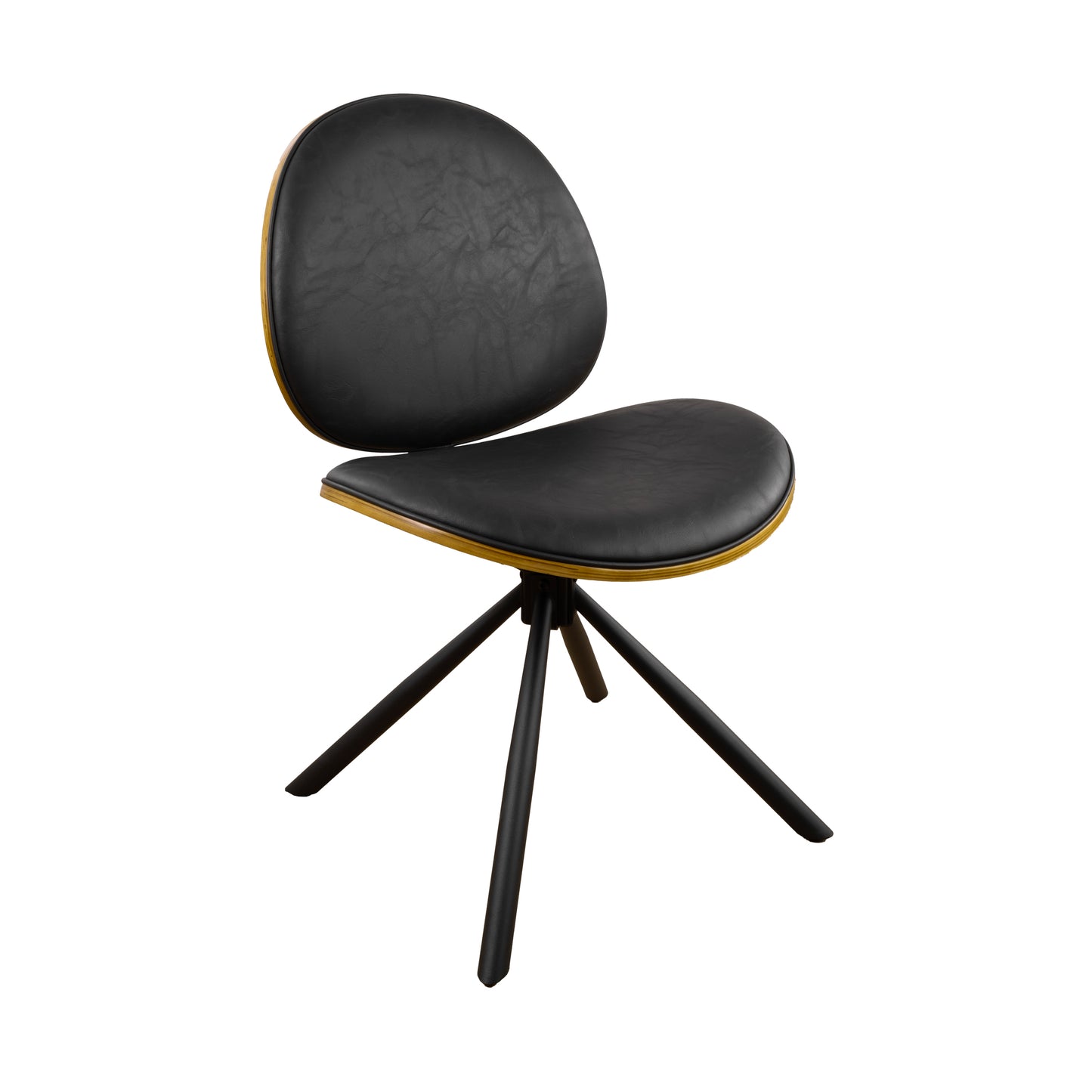 Black Upholstered Faux Leather And Metal Dining Side Chair-1