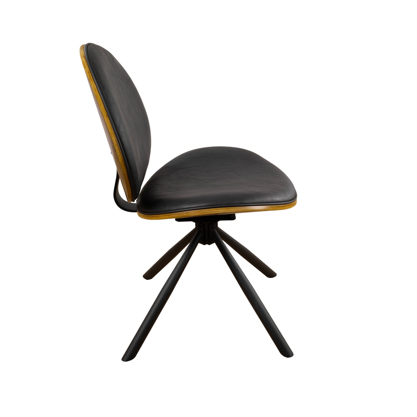 Black Upholstered Faux Leather And Metal Dining Side Chair-3