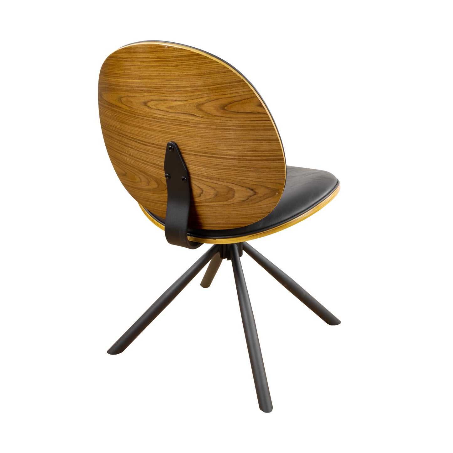Black Upholstered Faux Leather And Metal Dining Side Chair-4
