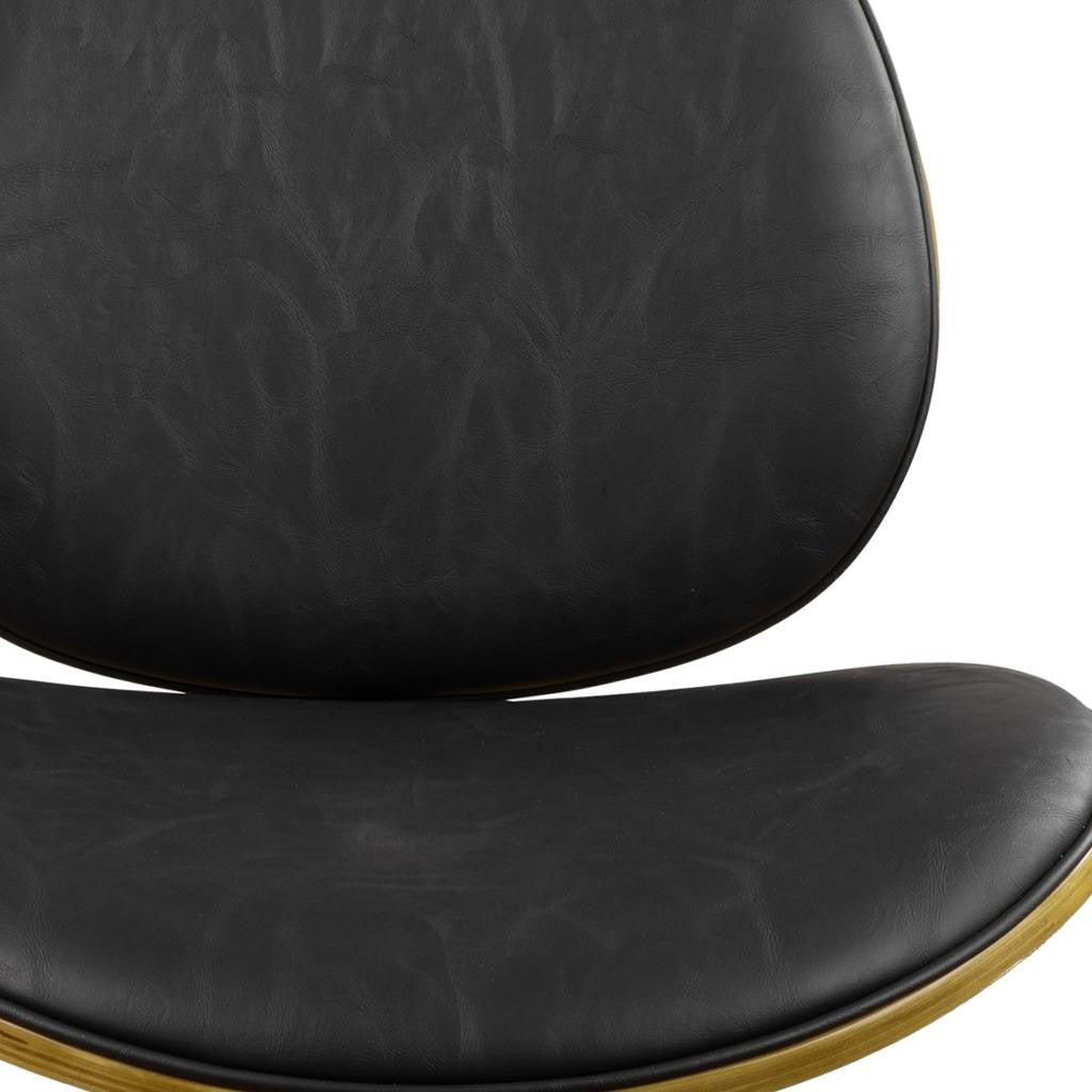 Black Upholstered Faux Leather And Metal Dining Side Chair-5