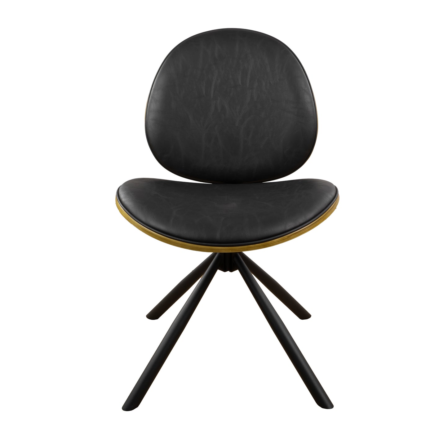 Black Upholstered Faux Leather And Metal Dining Side Chair-6