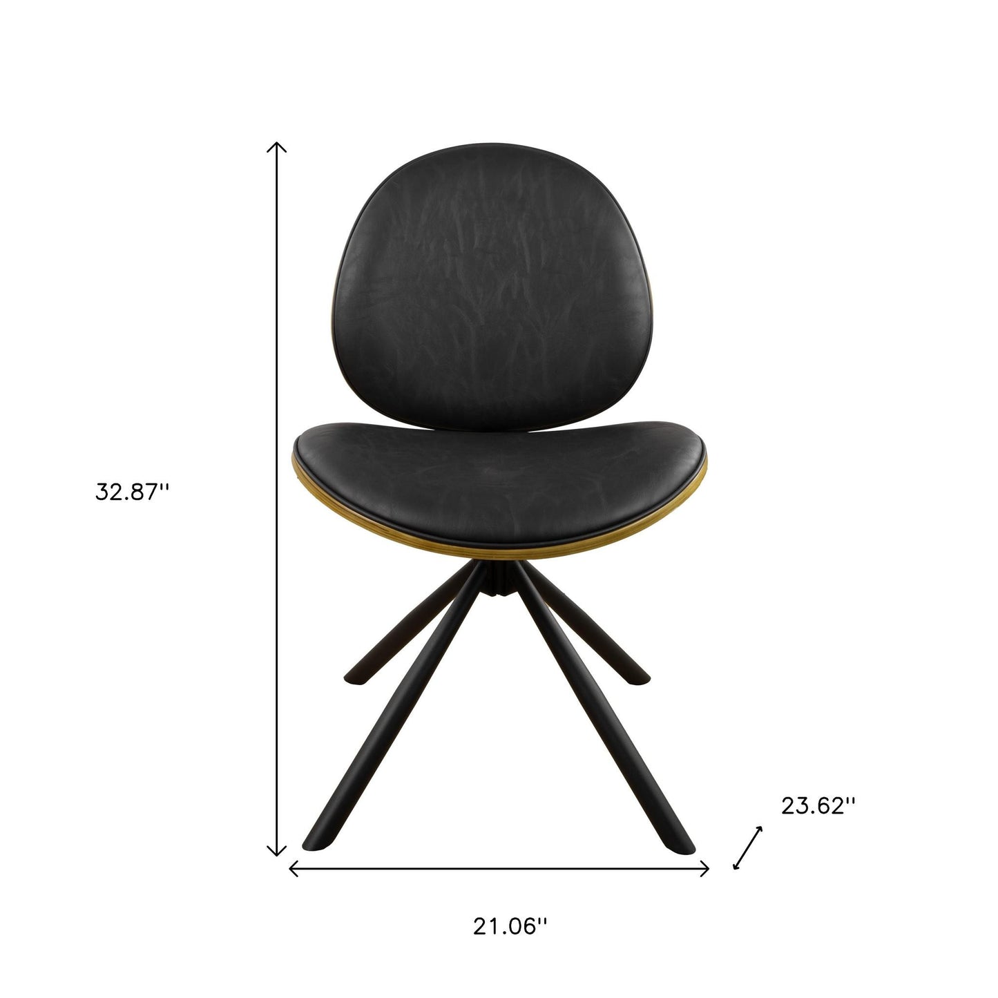 Black Upholstered Faux Leather And Metal Dining Side Chair-8