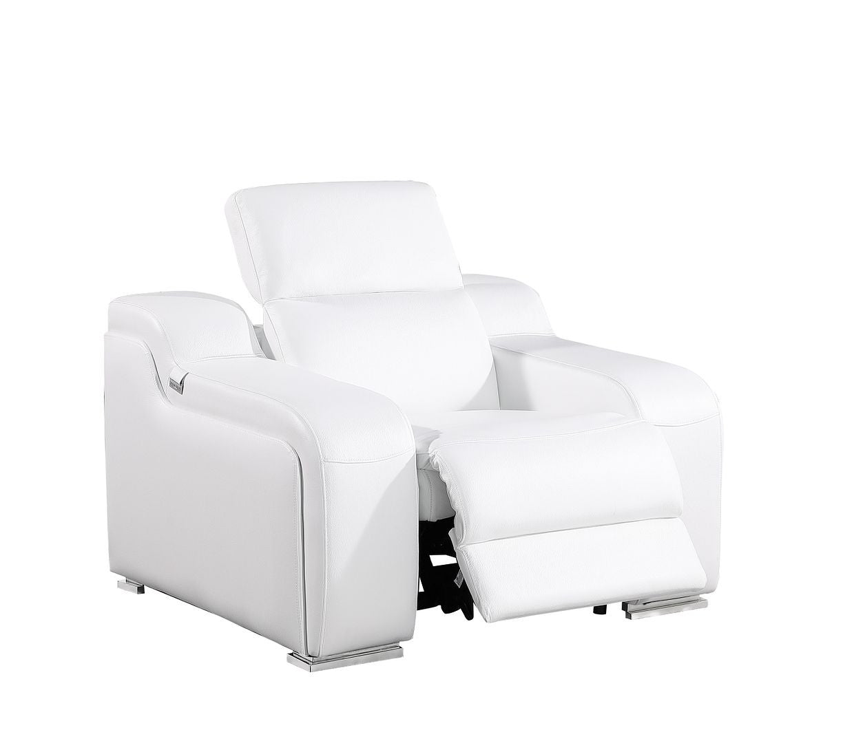 41" White Italian Leather Wall Hugger Recliner With USB-6