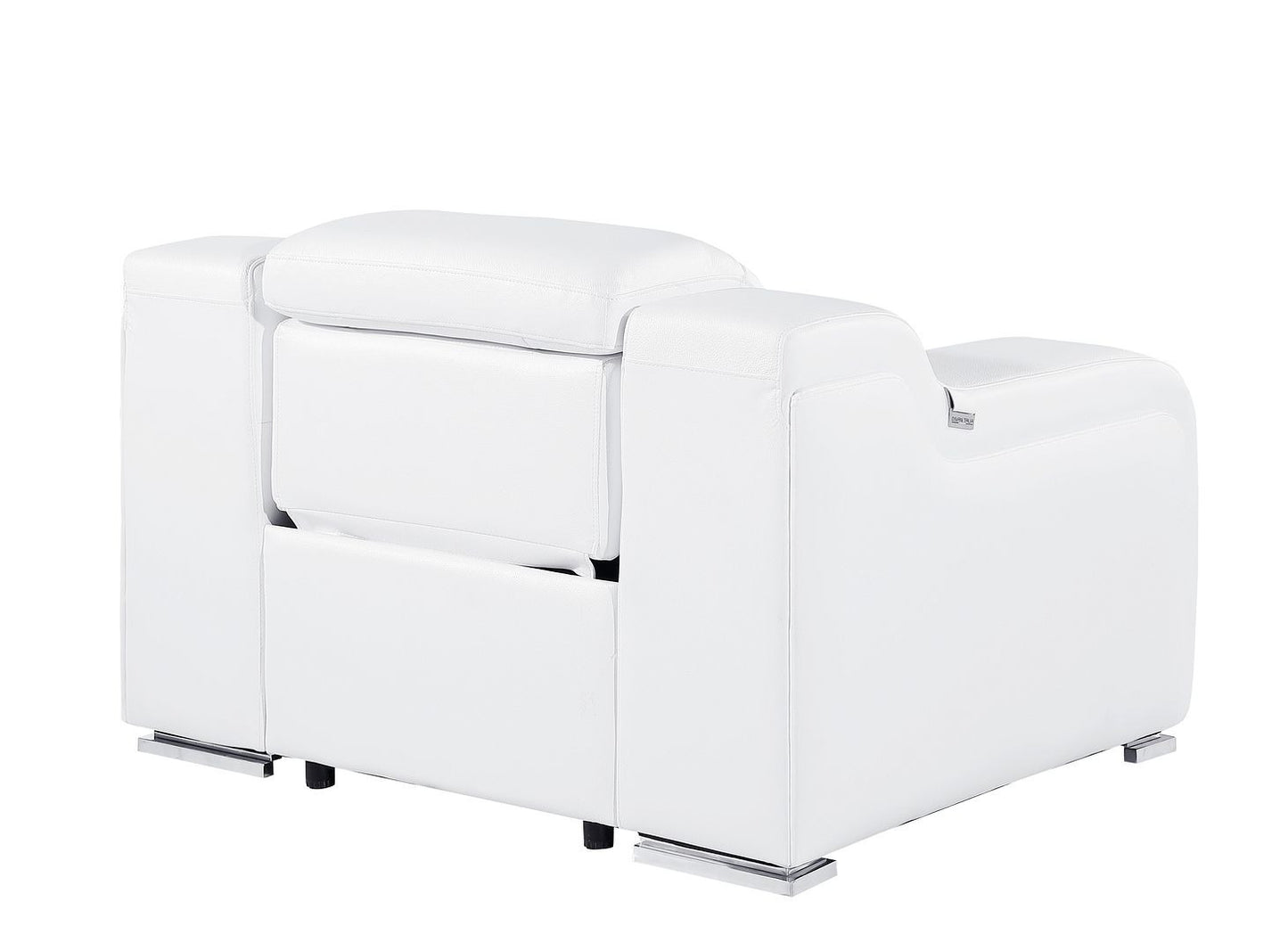 41" White Italian Leather Wall Hugger Recliner With USB-3