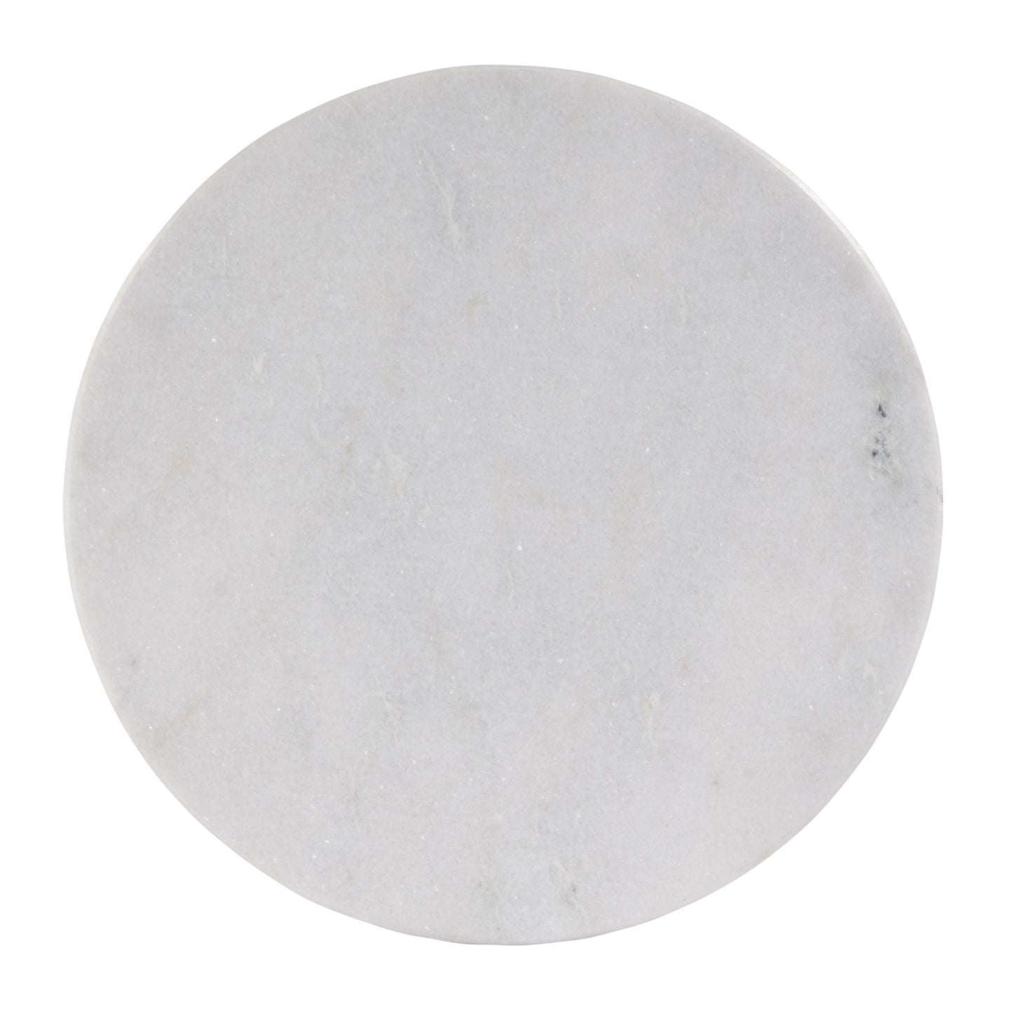 25" White and Black Marble and Aluminum Round Pedestal End Table-4