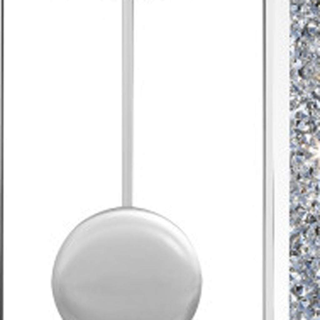 15" Silver Faux Crystal And Mirrored Glass Silent Analog Oval Wall Clock-3