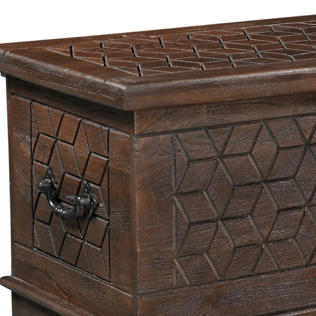 52" Brown Solid Wood Geometric Storage Ottoman-6
