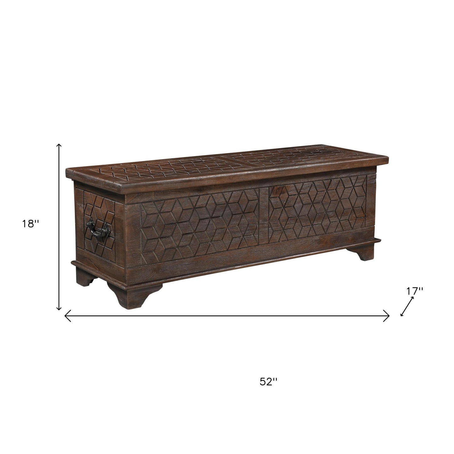 52" Brown Solid Wood Geometric Storage Ottoman-8