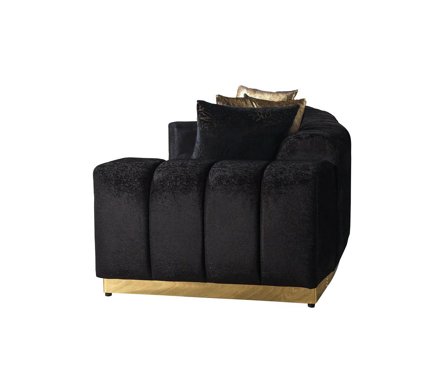 Black Velvet Modular Curved Two Piece Sectional With Toss Pillows-5