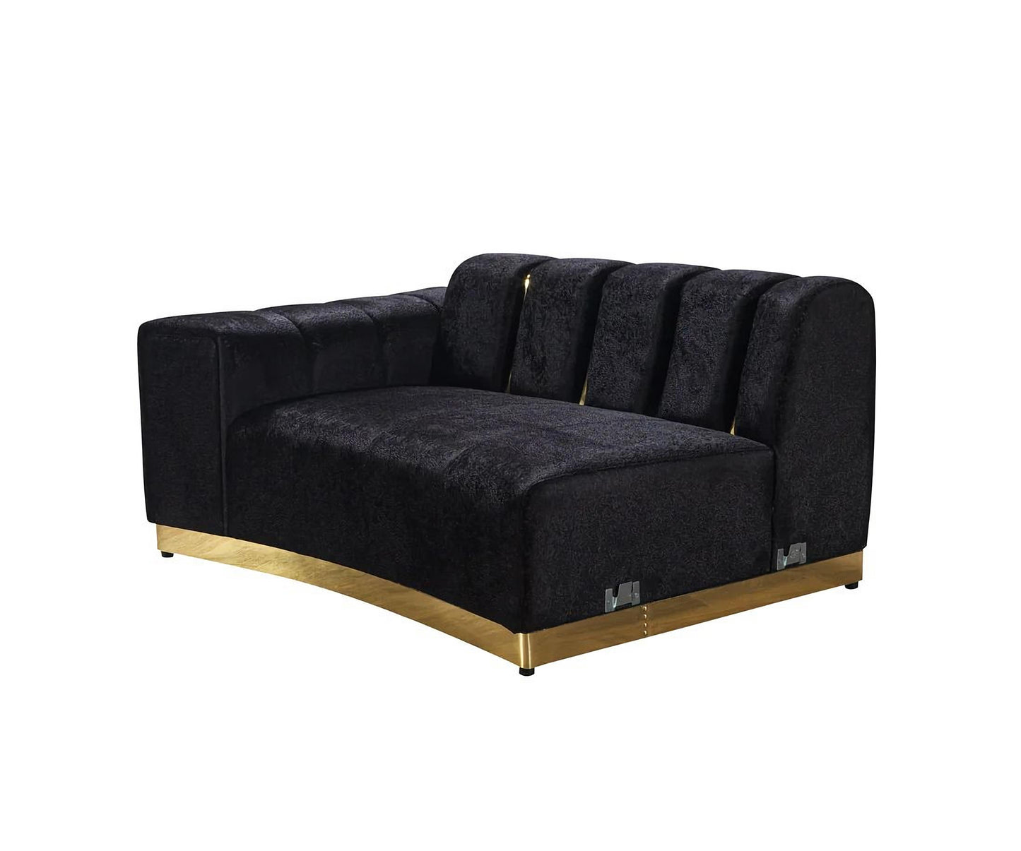 Black Velvet Modular Curved Two Piece Sectional With Toss Pillows-3
