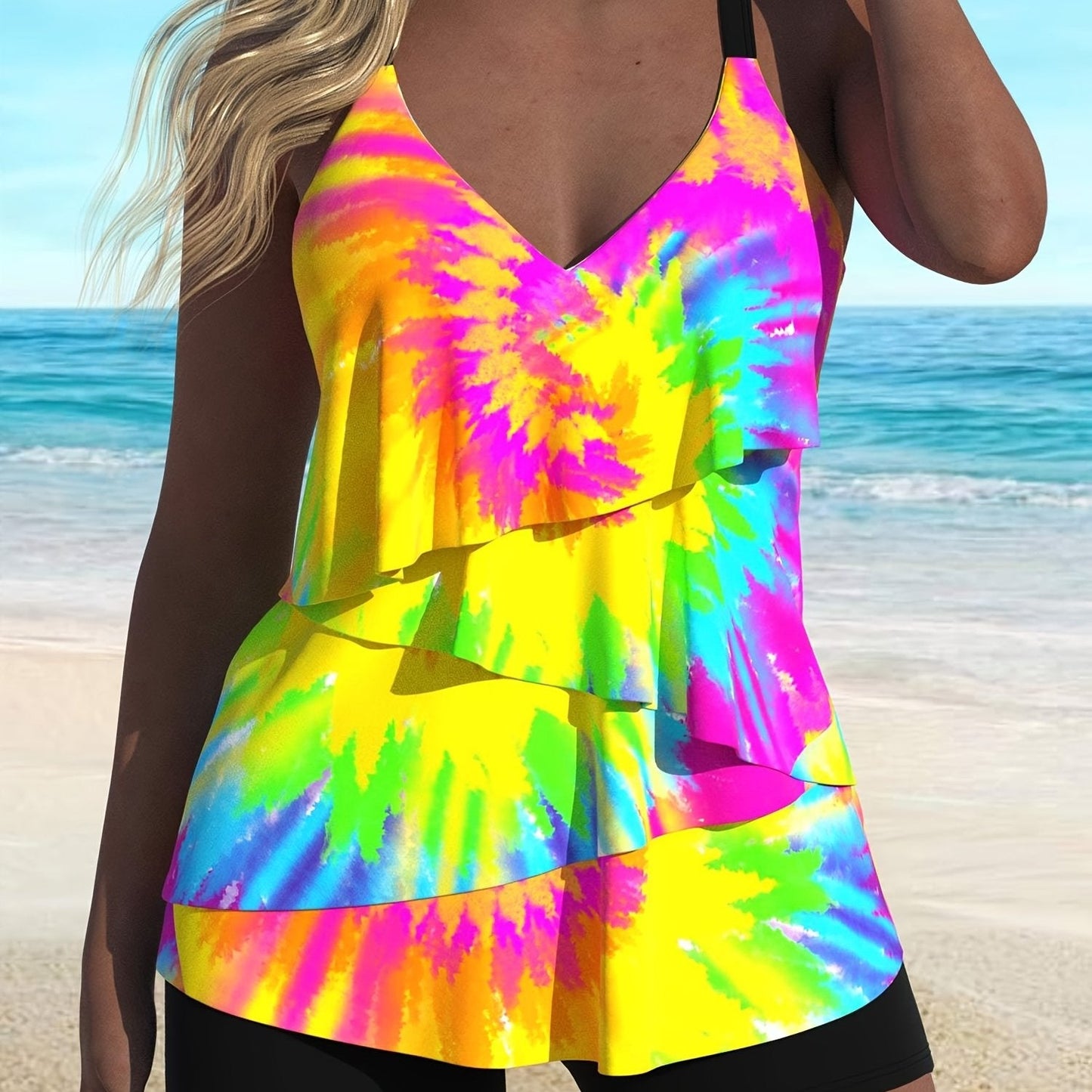 Zhan Dye Tankini Sexy Stylish Swimsuit Set