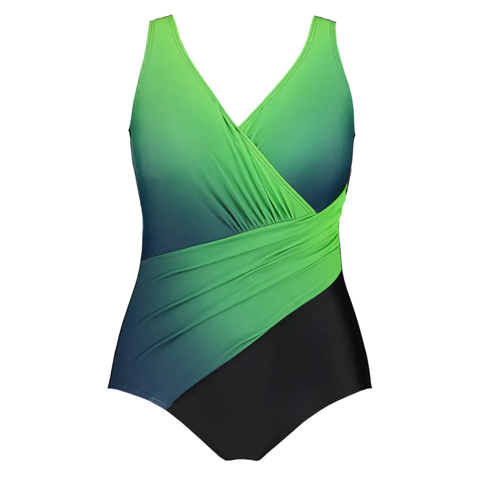 Plus Size Classic Glam Women's High Waist Gradient Swimsuit Dress