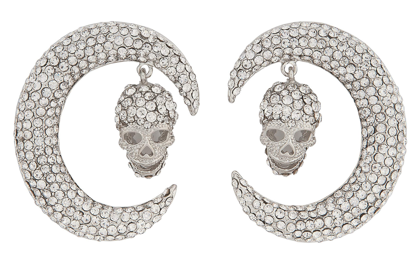 Wicked Gems Silver Moon Earrings Costume Jewelry Accessory