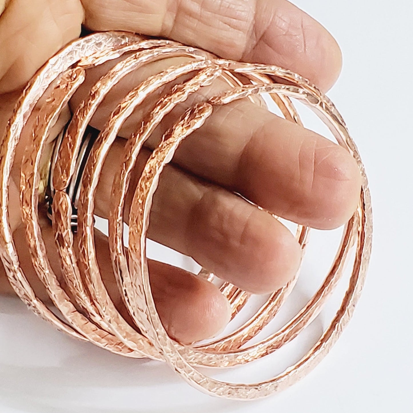 Stackable Hammered Double Canted Angle Bangles
