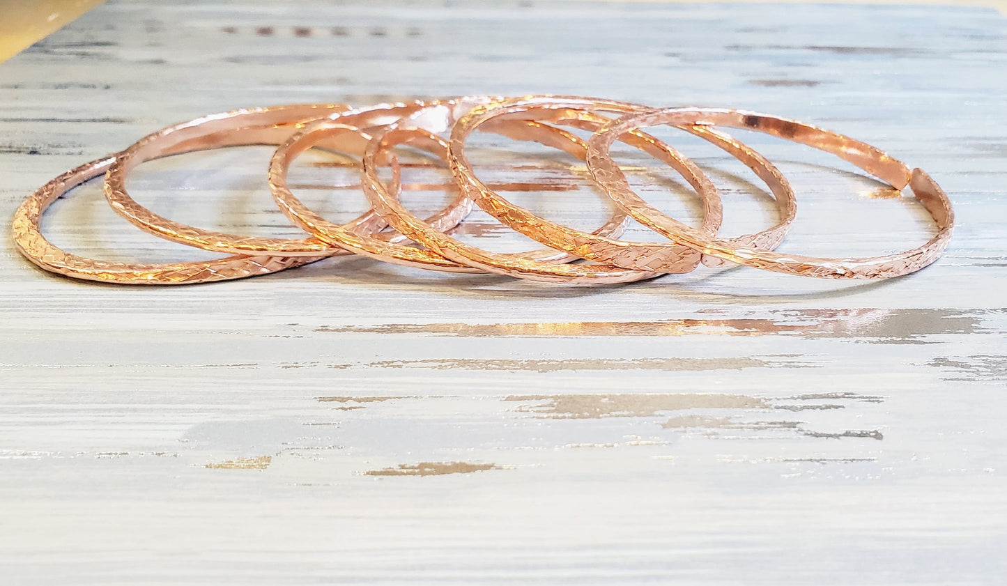 Stackable Hammered Double Canted Angle Bangles