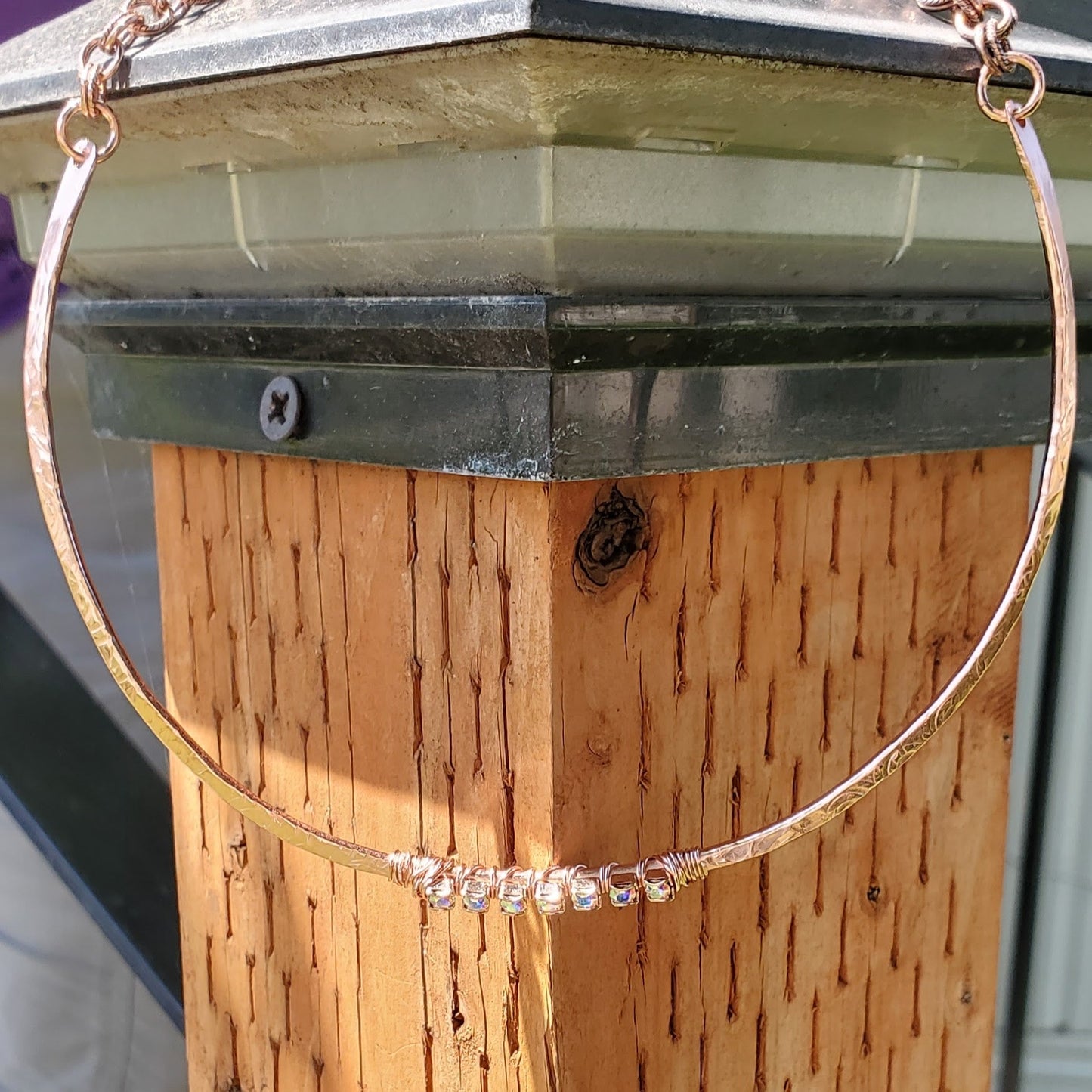 7 Years Anniversary Heavy 10 Gauge Copper Wire Wrapped Super Sparkly Crystal Choker