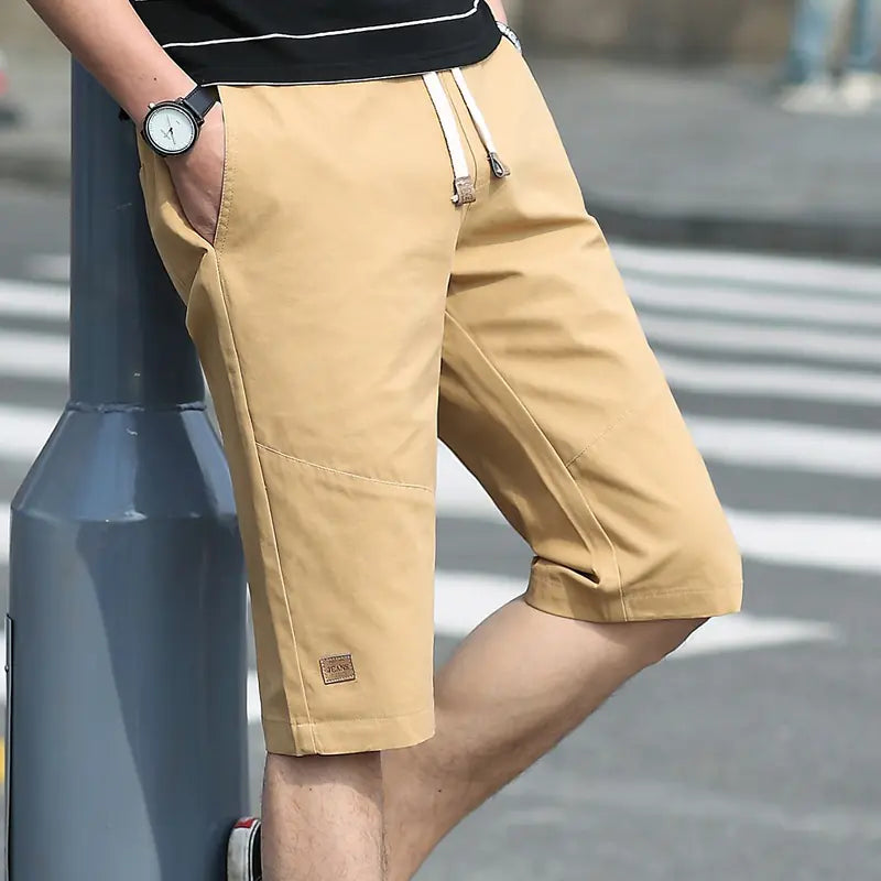 Men's Big & Tall Classic Preppy Style Cotton Loose-Fit Five-Point Sports Pants
