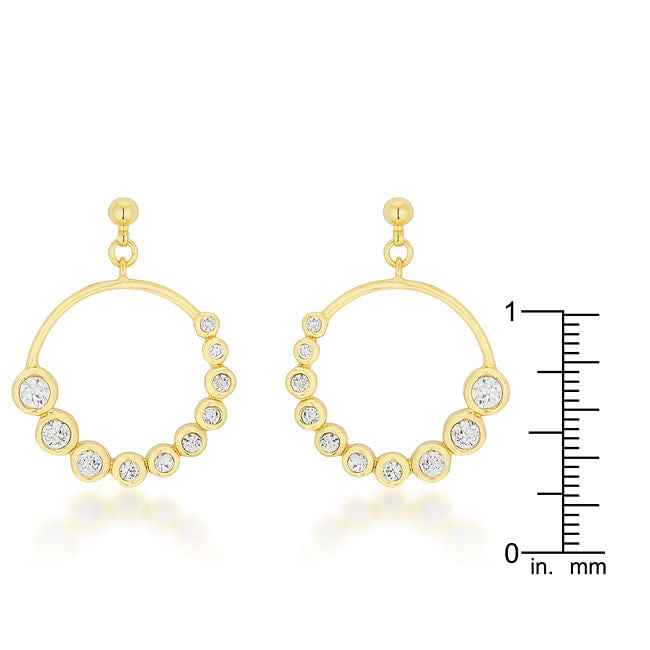 Golden Graduated Cubic Zirconia Circle Earrings-1