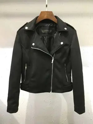 Ladies Classic Retro Biker Style Leather Jacket