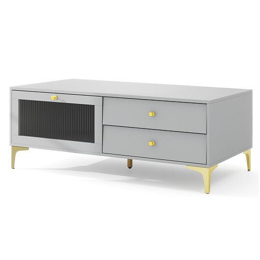 TV Stand with Compartment and Drawers for 55 Inch TV-Gray-4