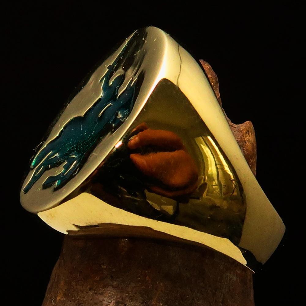 Excellent crafted Men's Green Riding Knight Ring - Solid Brass-4