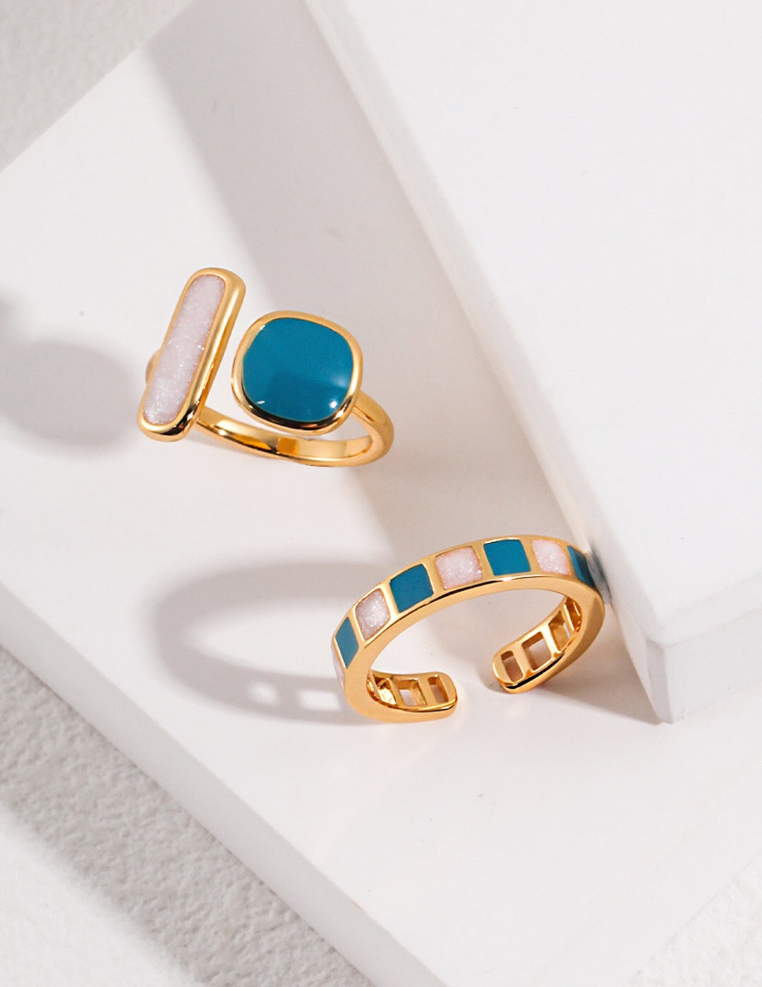 Open Adjustable Square Drip Glaze Ring-2