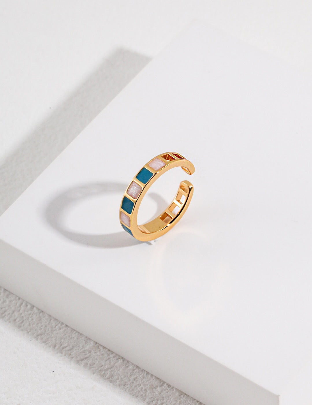 Open Adjustable Square Drip Glaze Ring-3