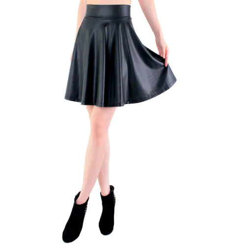 Women's Retro Style Faux Leather A-Line Midi Skirt