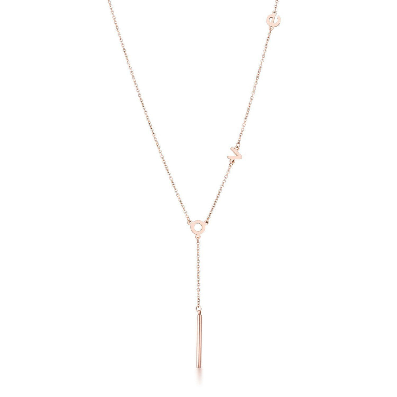 Stainless Steel Rose Goldtone LOVE Necklace-0