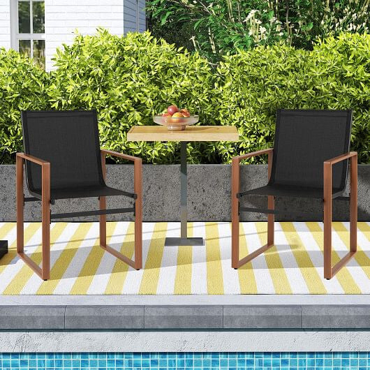 Outdoor Dining Chairs with Breathable Seat and Backrest Set of 2-Brown-5