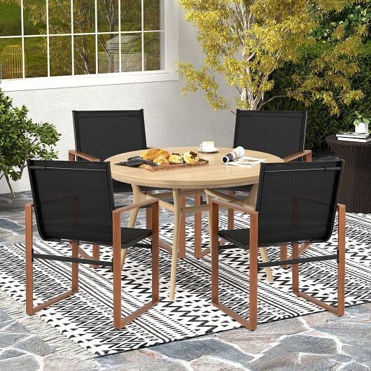 Outdoor Dining Chairs with Breathable Seat and Backrest Set of 2-Brown-6