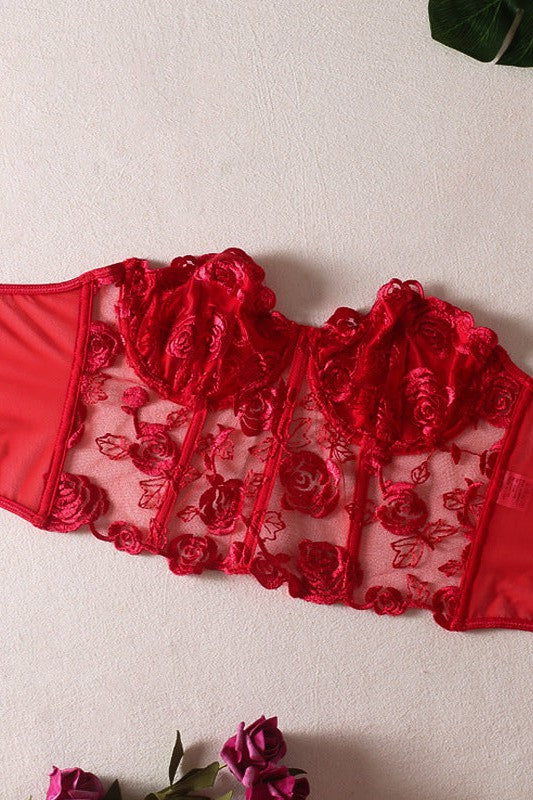 Ladies Lace Sexy Lace Strapless Corset