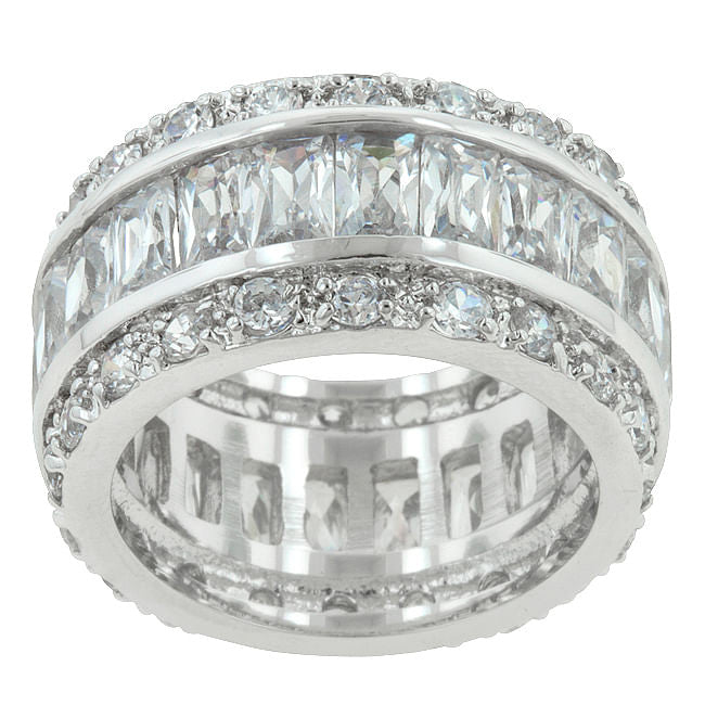 Triple Row White Zircon Eternity Ring-0