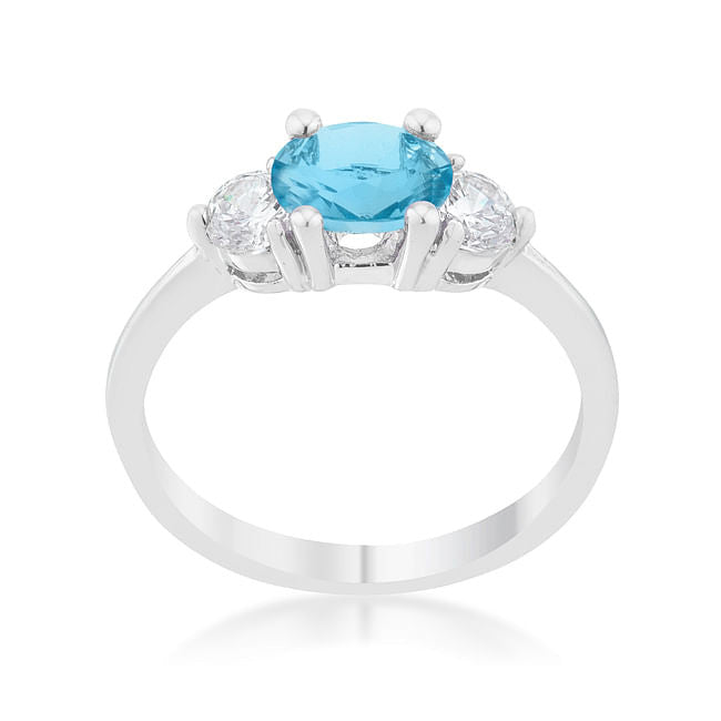 Miranna 1.2ct Blue Topaz CZ Rhodium Classic Oval Ring-1