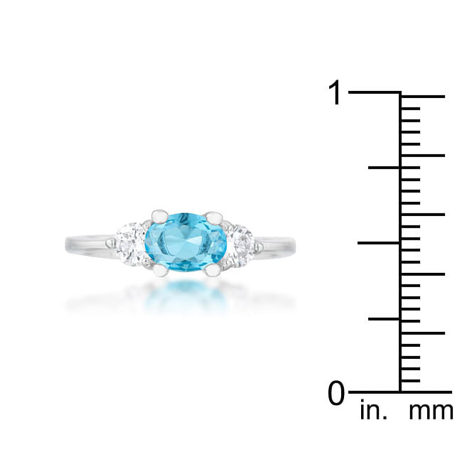 Miranna 1.2ct Blue Topaz CZ Rhodium Classic Oval Ring-3