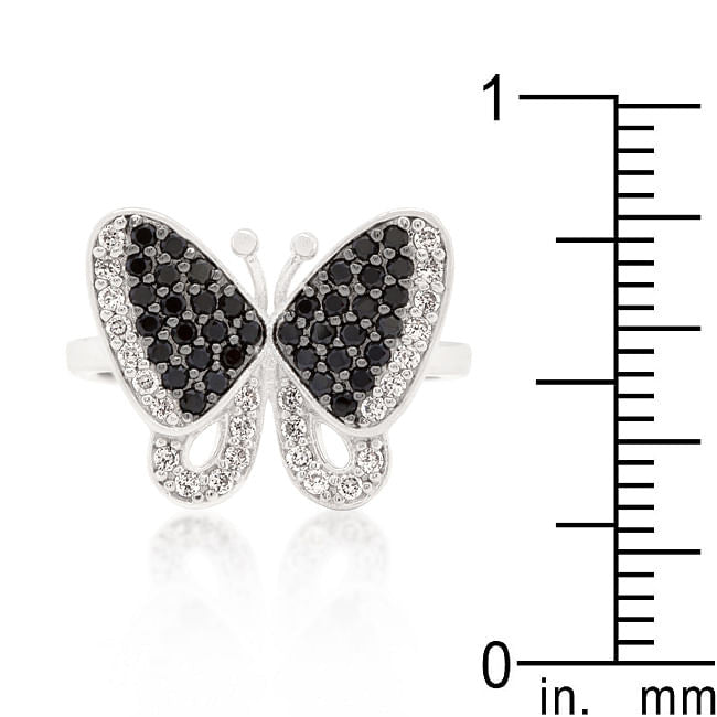 Black and White Cubic Zirconia Butterfly Ring-2