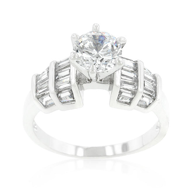 Tapered Baguette Cubic Zirconia Engagement Ring-1