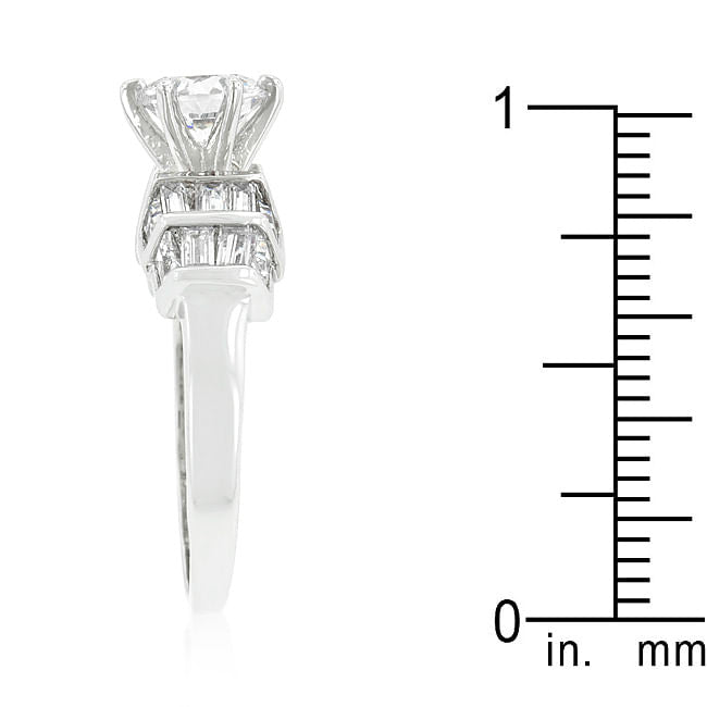 Tapered Baguette Cubic Zirconia Engagement Ring-3