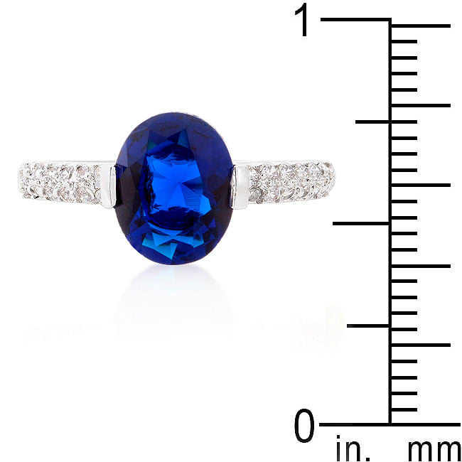 Blue Oval Cubic Zirconia Engagement Ring-2