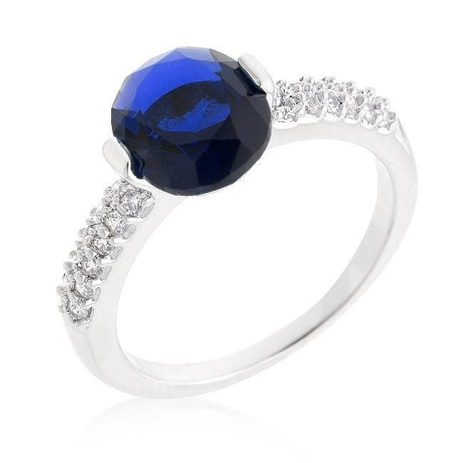 Blue Oval Cubic Zirconia Engagement Ring-0
