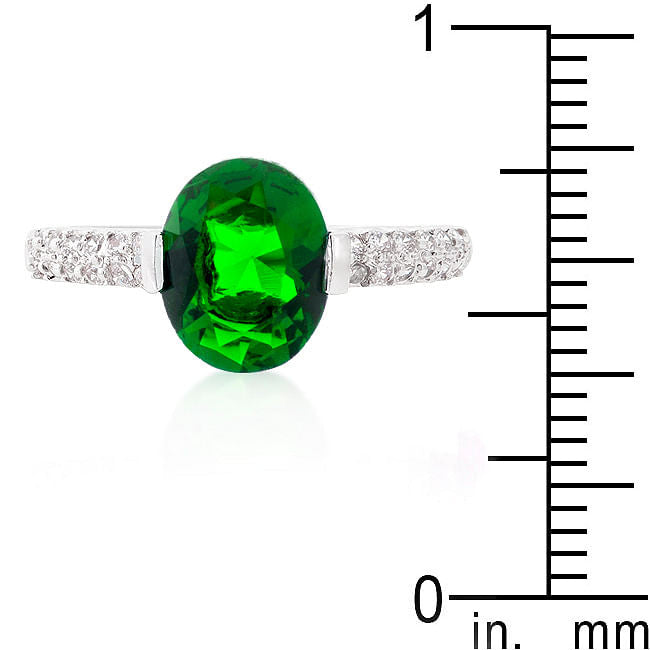 Green Oval Cubic Zirconia Engagement Ring-2