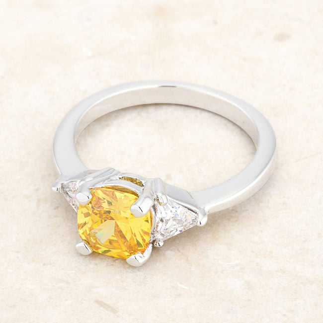 Shonda 1.8ct Canary CZ Rhodium Cushion Classic Statement Ring-2