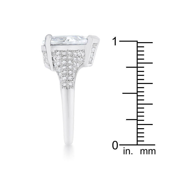 Rhyne 5.8ct CZ Rhodium Pear Cocktail Ring-4