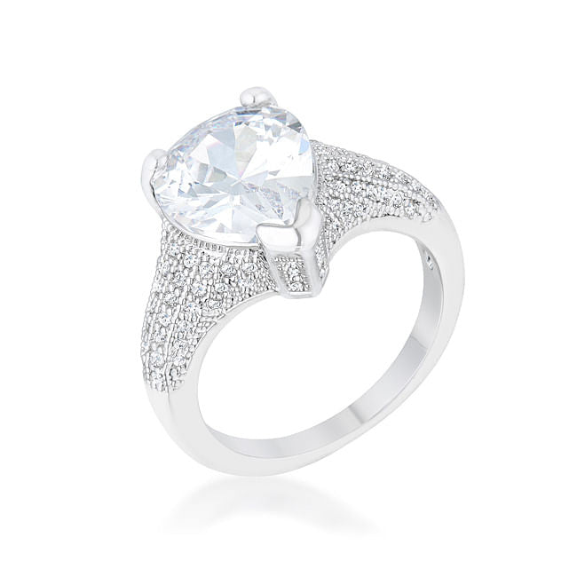 Rhyne 5.8ct CZ Rhodium Pear Cocktail Ring-0