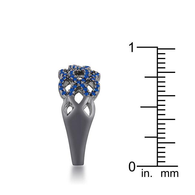 Brina 0.4ct Sapphire CZ Hematite Twist Ring-4