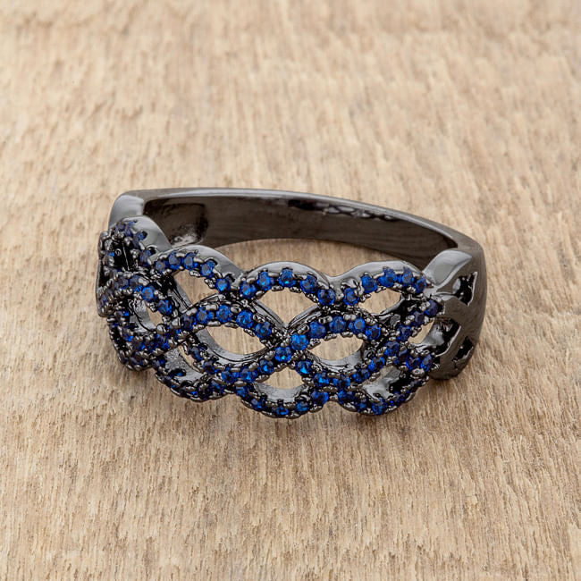Brina 0.4ct Sapphire CZ Hematite Twist Ring-2