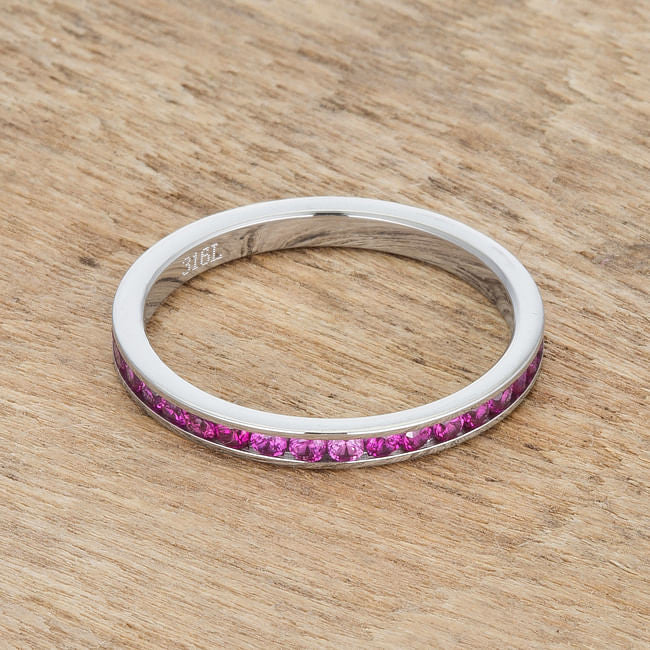 Teresa 0.5ct Ruby CZ Stainless Steel Eternity Band-1