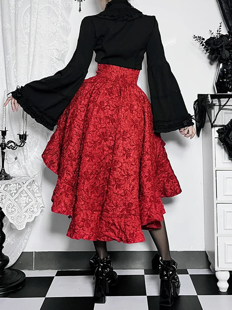 Alt Goth Fairy core Grunge Lolita Skirt Women Dark Gothic