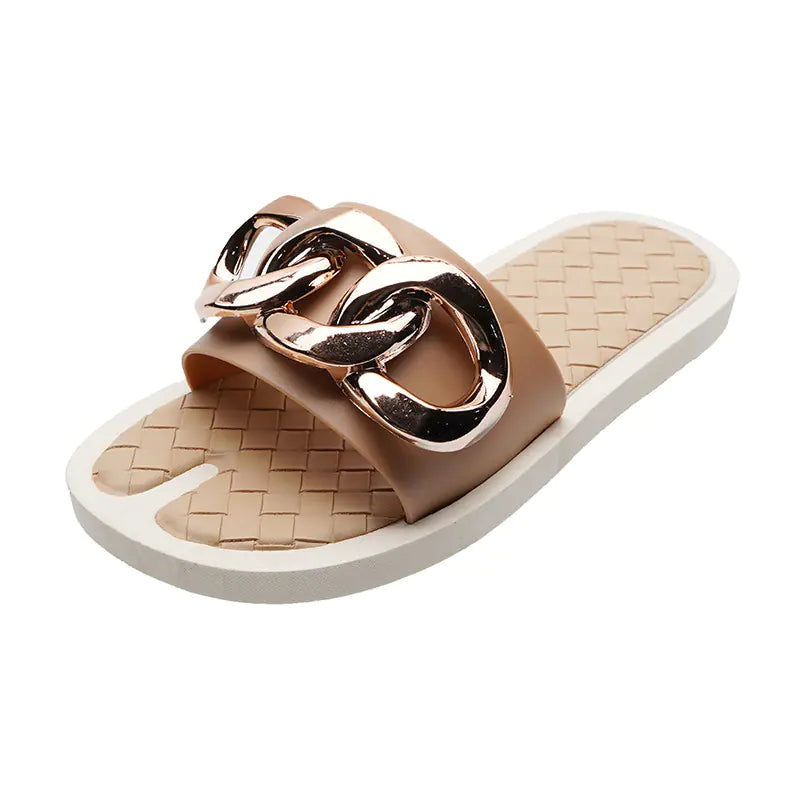 Women's Classic Designer Style Metal Beach Sandals and Slippers